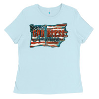 Baby Blue God Bless America Ladies Tee - FaDigitalArtStudio