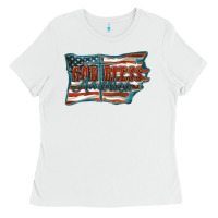 White God Bless America Ladies Tee - FaDigitalArtStudio