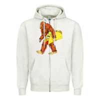 Oatmeal Heather bigfoot carrying taco Zipper Hoodie - DesigneFamous