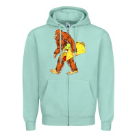 Seafoam bigfoot carrying taco Zipper Hoodie - DesigneFamous
