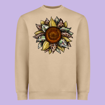 Sunflower Camouflage And Leopard 2 Heavyweight Sweatshirt Designed By Jahusdesignshop