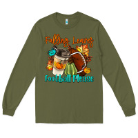 Army Green Falling Leaves Football Please Long Sleeve Tee - LillyAllenDesigns