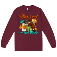 Burgundy Falling Leaves Football Please Long Sleeve Tee - LillyAllenDesigns