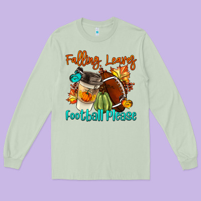 Falling Leaves Football Please Long Sleeve Tee Designed By Lillyallendesigns