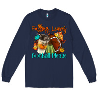 Navy Falling Leaves Football Please Long Sleeve Tee - LillyAllenDesigns