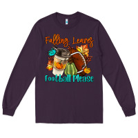 Plum Falling Leaves Football Please Long Sleeve Tee - LillyAllenDesigns