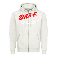 Oatmeal Heather d a r e anti drugs Zipper Hoodie - DesigneFamous