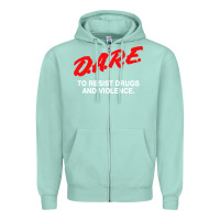 Seafoam d a r e anti drugs Zipper Hoodie - DesigneFamous