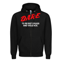 Black d a r e anti drugs Zipper Hoodie - DesigneFamous