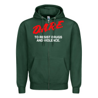 Sports Green d a r e anti drugs Zipper Hoodie - DesigneFamous