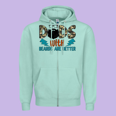 Dads With Beards Are Better Zipper Hoodie Designed By Jahusdesignshop