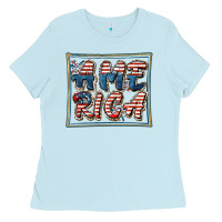 Baby Blue America Ladies Tee - FaDigitalArtStudio