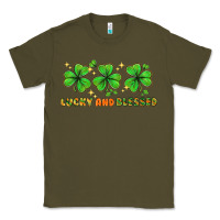 Army Green St. Patrick's Day lucky and blessed Classic Tee - HowdyJamesFarm