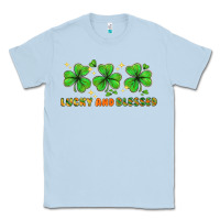 Dusty Blue St. Patrick's Day lucky and blessed Classic Tee - HowdyJamesFarm