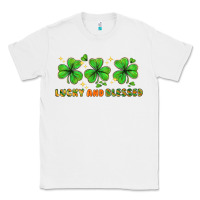 White St. Patrick's Day lucky and blessed Classic Tee - HowdyJamesFarm