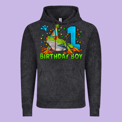 Birthday Boy Frog Age 1 Vintage Hoodie Designed By Lillyallendesigns