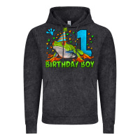 Vintage Black birthday boy frog age 1 Vintage Hoodie - LillyAllenDesigns