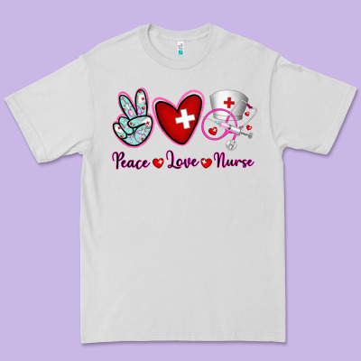 Peace Love Nurse Premium Tee Designed By Ranaportraitstore