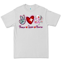 Dove Grey Peace Love Nurse Premium Tee - RanaPortraitStore