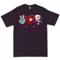 Plum Peace Love Nurse Premium Tee - RanaPortraitStore
