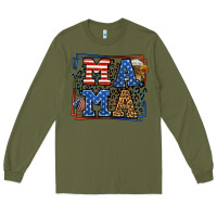 Army Green Army Veteran mama leopard frame 4th of July Long Sleeve Tee - LillyAllenDesigns