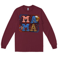 Burgundy Army Veteran mama leopard frame 4th of July Long Sleeve Tee - LillyAllenDesigns