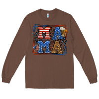 Chestnut Army Veteran mama leopard frame 4th of July Long Sleeve Tee - LillyAllenDesigns