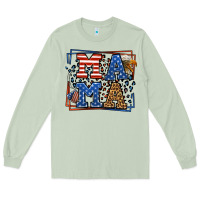 Matcha Army Veteran mama leopard frame 4th of July Long Sleeve Tee - LillyAllenDesigns