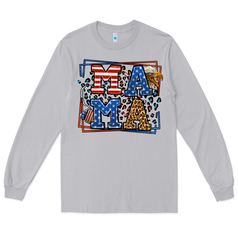 Army Veteran Mama Leopard Frame 4th Of July Long Sleeve Tee by LillyAllenDesigns | Teevron