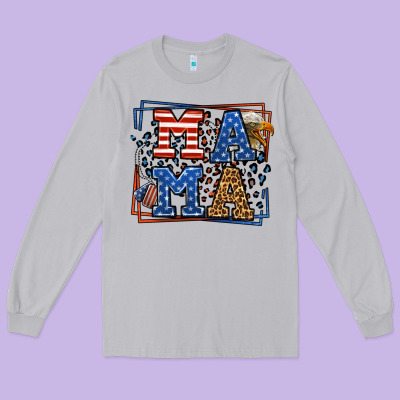 Army Veteran Mama Leopard Frame 4th Of July Long Sleeve Tee Designed By Lillyallendesigns