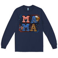 Navy Army Veteran mama leopard frame 4th of July Long Sleeve Tee - LillyAllenDesigns