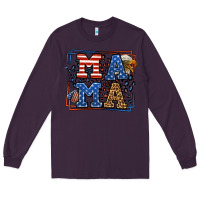 Plum Army Veteran mama leopard frame 4th of July Long Sleeve Tee - LillyAllenDesigns