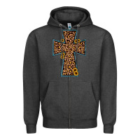 Charcoal Heather leopard sunflower cross Zipper Hoodie - JahusDesignShop