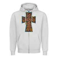 Dove Grey leopard sunflower cross Zipper Hoodie - JahusDesignShop