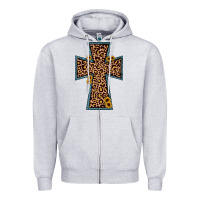 Heather Grey leopard sunflower cross Zipper Hoodie - JahusDesignShop
