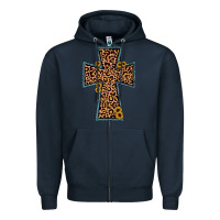 Navy leopard sunflower cross Zipper Hoodie - JahusDesignShop