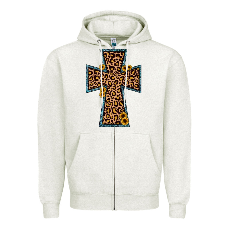 Leopard Sunflower Cross Zipper Hoodie by JahusDesignShop | Teevron