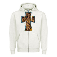 Oatmeal Heather leopard sunflower cross Zipper Hoodie - JahusDesignShop