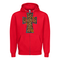 Red leopard sunflower cross Zipper Hoodie - JahusDesignShop