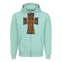 Seafoam leopard sunflower cross Zipper Hoodie - JahusDesignShop