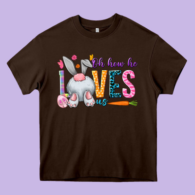 Oh How He Loves Us Easter Day Heavy Core Tee Designed By Howdyjamesfarm