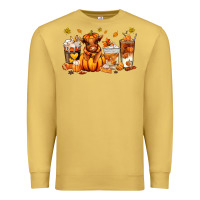 Antique Gold Fall Autumn cow pumpkin coffee cups Premium Sweatshirt - RanaPortraitStore