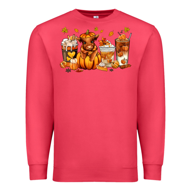Fall Autumn Cow Pumpkin Coffee Cups Premium Sweatshirt by RanaPortraitStore | Teevron