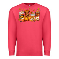 Cardinal Fall Autumn cow pumpkin coffee cups Premium Sweatshirt - RanaPortraitStore