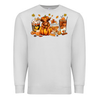Dove Grey Fall Autumn cow pumpkin coffee cups Premium Sweatshirt - RanaPortraitStore