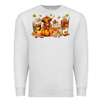 Oatmeal Heather Fall Autumn cow pumpkin coffee cups Premium Sweatshirt - RanaPortraitStore