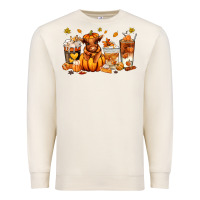Sandshell Fall Autumn cow pumpkin coffee cups Premium Sweatshirt - RanaPortraitStore