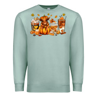 Seafoam Fall Autumn cow pumpkin coffee cups Premium Sweatshirt - RanaPortraitStore