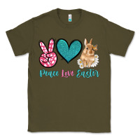 Army Green peace love easter with bunny and butterfly Classic Tee - Artiststas