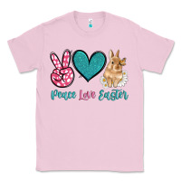 Bubblegum Pink peace love easter with bunny and butterfly Classic Tee - Artiststas